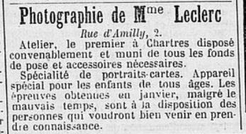 Article presse LECLERC Photographe - Le journal de Chartres - 09-02-1863