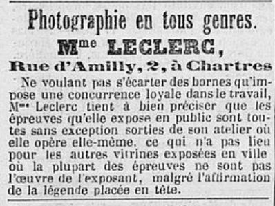 Article presse LECLERC Photographe - Le journal de Chartres - 26-04-1863