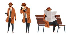 espionner-quelqu-apres-ensemble-illustrations-inspecteur-assis-banc-journal-pointant-arme-feu-utilisant-loupe_575670-268