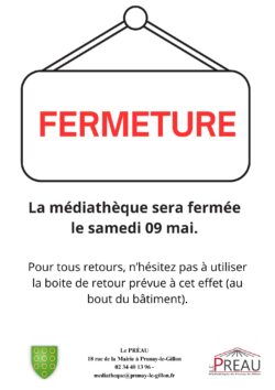 Fermeture médiathèque 09 mai